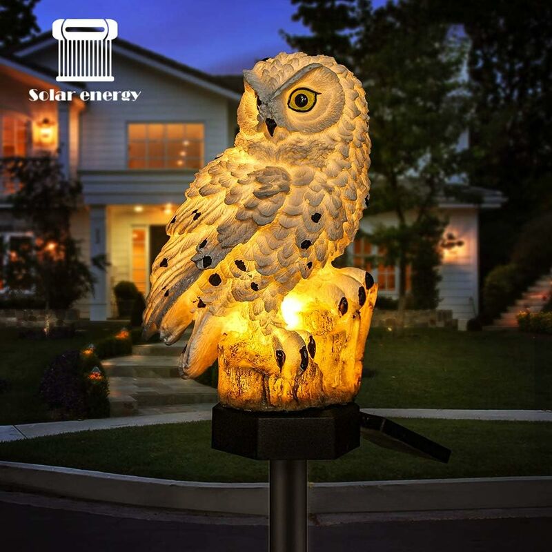 MINKUROW Led Lampada Solare Con Gufo Lampada Da Esterno Impermeabile Da  Giardino Luce Notturna Decorativa Bianca