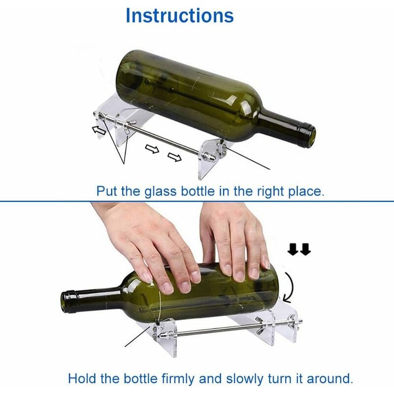 MINKUROW Tagliavetro Per Bottiglie, Tagliabottiglie In Vetro Per Diverse  Dimensioni E Forme Rotondo Quadrato Ovale E Collo Di Bottiglia