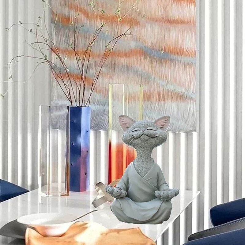 Stravagante Figurina di gatto di Buddha, Meditazione da collezione