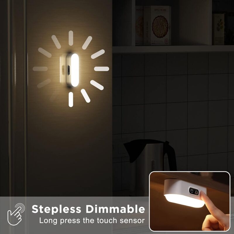 MINKUROW Led Luce Per Armadio Dimmerabile Ricaricabile 1200 Mah Cordless,  Luce A Striscia Led Con 5 Colori Di Illuminazione Per Armadio Cucina