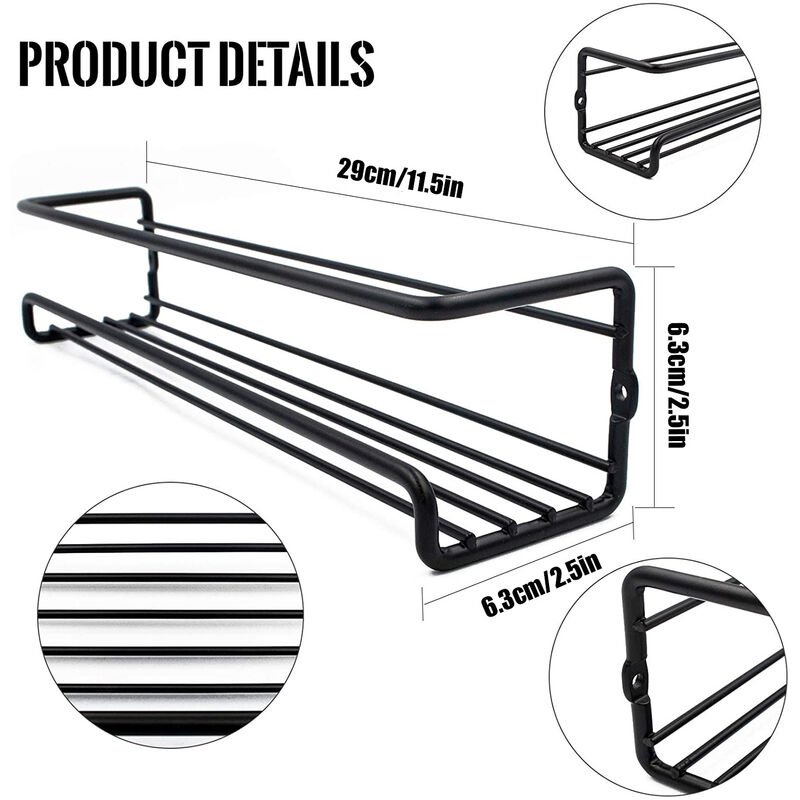 MINKUROW Portaspezie Da Parete In Metallo, 2 Pezzi Portaspezie Da Cucina Da  Parete-Circa 29×6×6cm, Il Set Di Portaspezie Da Cucina Da Parete-Portaspezie  Da Cucina Da Parete Nero