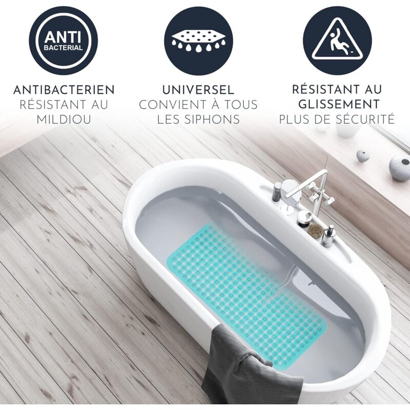 Tappetino Antiscivolo Per Vasca E Doccia Viola - PVC, 100x40 Cm, Superficia Ruvida, Drenante - Foto 10