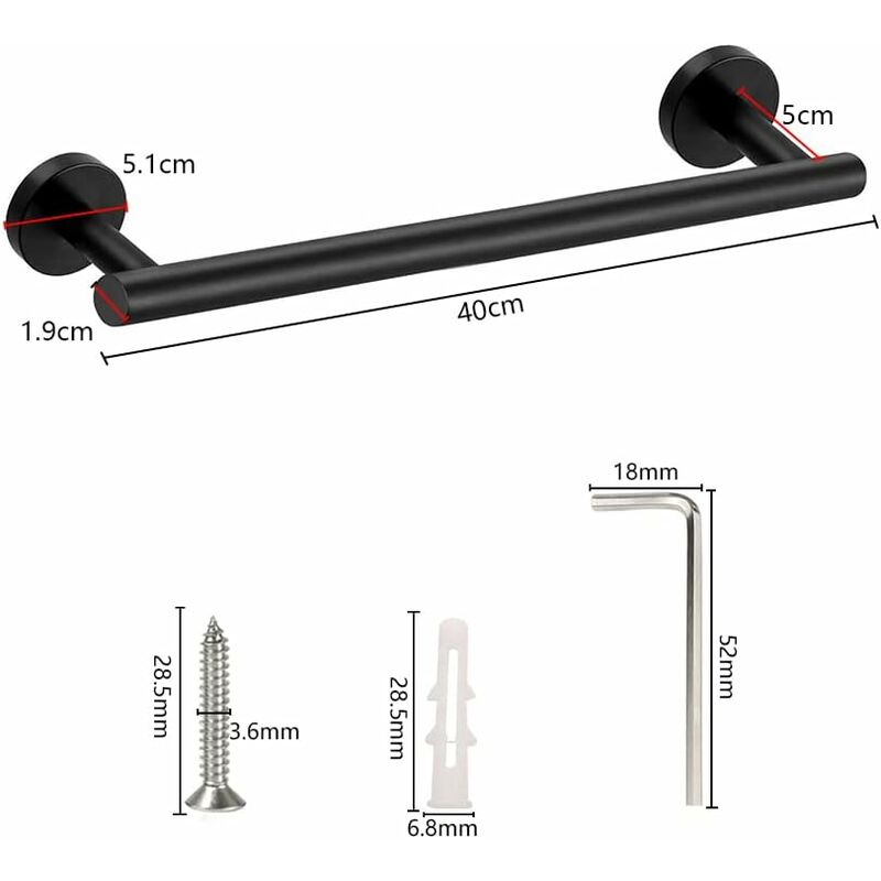 RHAFAYRE Portasciugamani da Bagno, Porta Asciugamani Adesivo da Parete  Senza Perforazione, Porta Asciugamani Autoadesivo in Acciaio Inossidabile  per Cucina WC (Nero 23 cm), Taglia Unica