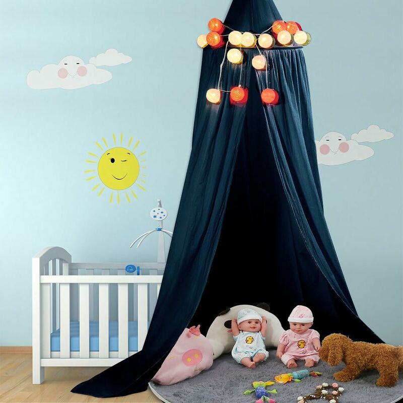 MINKUROW Baldacchini per bambini, Tenda per letto a baldacchino Zanzariera  per casetta per bambini a cupola per la decorazione della camera da letto,  altezza 250 cm (blu-2)