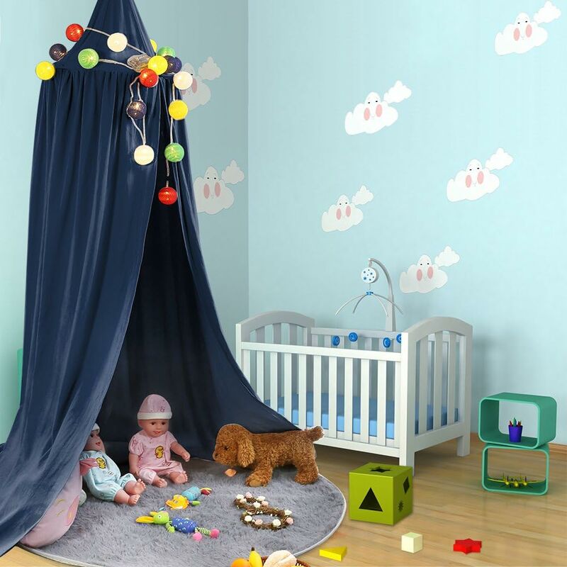 MINKUROW Baldacchini per bambini, Tenda per letto a baldacchino Zanzariera  per casetta per bambini a cupola per la decorazione della camera da letto,  altezza 250 cm (blu-2)