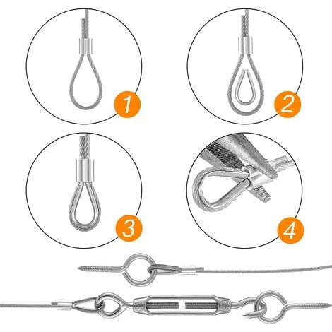 MINKUROW Kit per appendere la corda in acciaio inossidabile 304, cavo in acciaio  inossidabile rivestito in