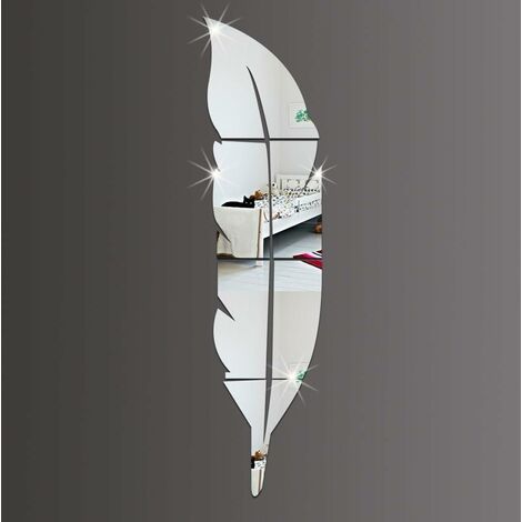 MINKUROW Modern DIY Feather Mirror Wall Stickers 3D Dipinti Acrilici Home Decal Living Murales 120 x 30cm (Sinistra) (1/5)