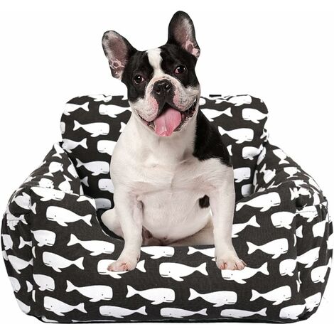 MINKUROW Seggiolino Auto per Cani di Piccola Taglia,Seggiolino Auto 2 in 1 per Cani,Lavabile e Rimovibile,Seggiolino Auto per Cani con Cintura di Sicurezza,Borsa Portaoggetti,Cuccia Robusta Nero Bianc