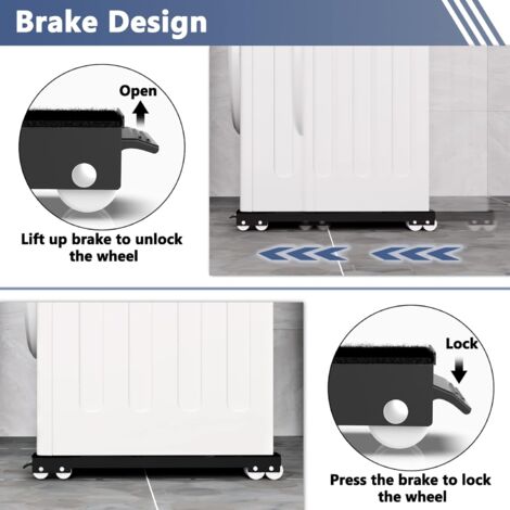 Carrello Lavatrice con Ruote, Base Regolabile con Freno, per