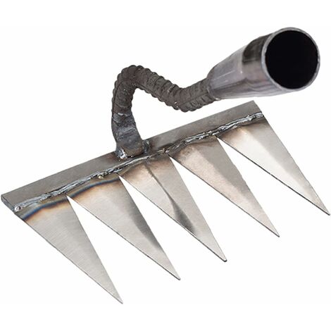 MINKUROW Rastrello per erbacce Scarificatore in metallo Rastrello per erbacce tenuto in mano Tutto in acciaio temprato Zappa cava Strumento portatile per terreno in acciaio per scavare per trapianto e (1/5)
