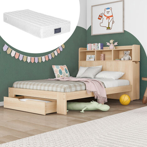 Letto Bambini 90x200 Cm Con Libreria E Cassetti: In Pino, Bianco, Con Lavagna E Rete A Doghe - Foto 10