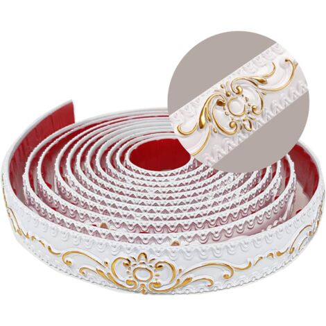 Adesivo decorativo da parete in oro, 5 m 3,6 cm Design flessibile Adesivo dorato in PVC vintage europeo, Modanatura per armadio, Cornice per specchio, Rivestimento per soffitto, Decorazione per la ca (1/5)