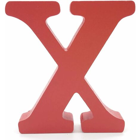 MINKUROW Lettere in Legno (X) Rosse 1 pz 10 cm A-Z Alfabeto Inglese Fai da Te Ornamenti Artigianali per la Decorazione Domestica di Nozze Compleanno Feste Accessori