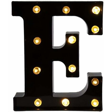 MINKUROW Lettere LED Decorative, 26 Lettere dell'Alfabeto Inglese, Luce LED Creativa, Lettere in Plastica Nera per Casa, Feste, Bar, Matrimonio, Compleanno, San Valentino, Festival (E) (1/5)