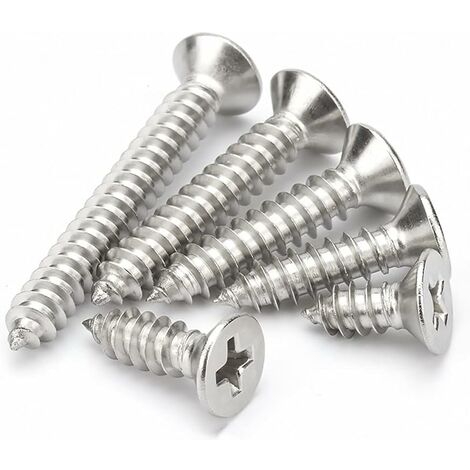 MINKUROW M6 Viti autofilettanti in acciaio inossidabile Phillips/Viti autofilettanti a testa piatta/a testa svasata Viti per legno, M6×35 mm, 10 pezzi (1/5)