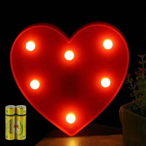 MINKUROW Lettere luminose Alfabeto Lampada illuminata LED Lettere luminose Lettera Deco Funziona a batteria per la decorazione di feste, matrimoni, bar a casa (Cuore) (1/5)
