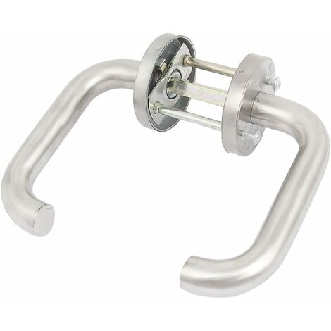 MINKUROW 1 Confezione di Pomelli per Maniglia per Porta in Acciaio Inossidabile Satinato, Accessori per Porta della Camera da Letto, Forma a C, con Piastra di Finitura con Foro per Chiave (Foro Standa (1/5)