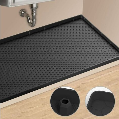 Tappetino sottolavello, rivestimento sottolavello in silicone per mobili alti da 36", protezione per lavello da cucina, rivestimento per armadietto da cucina (Nero, 86x56 cm).