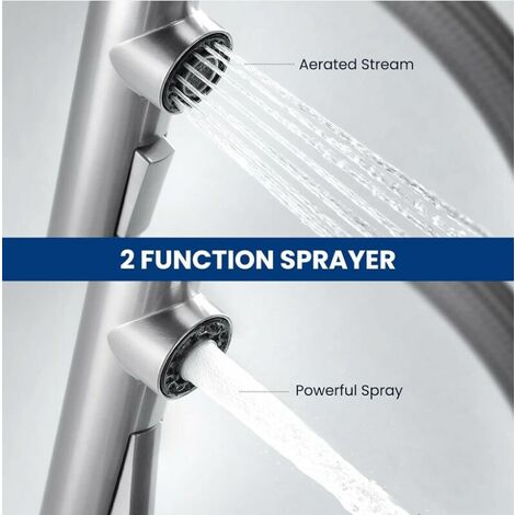 Rubinetto Cucina Nero Con Doccia Estraibile - Miscelatore Girevole 360° E Doppio Getto | Acciaio Inox - Foto 8