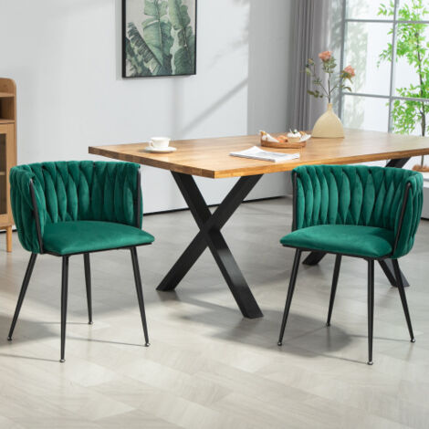 Set Di 2 Sedie Da Pranzo Moderne In Velluto Nero Con Gambe In Metallo Dorato - Struttura Metallica, Schienale Intrecciato, Per Soggiorno E Cucina