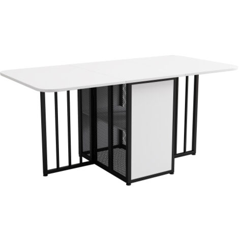 Tavolo da pranzo pieghevole, multifunzionale allungabile, tavolo da pranzo portatile, tavolo da pranzo allungabile, tavolo da pranzo con cassetti, tavolo da pranzo in 3 forme (bianco