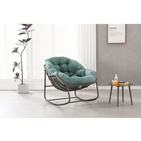 Sedia A Dondolo Amaca A Uovo Con Cuscino In Pe Effetto Rattan Verde 69c534dcaf225