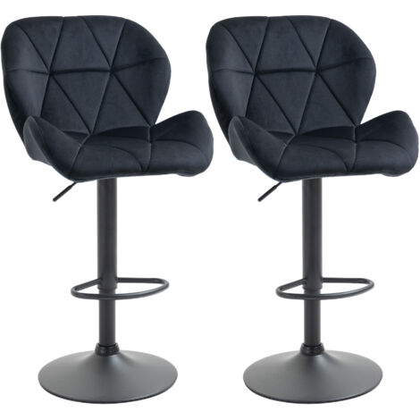 COSTWAY Set Sedie da Bar in Ecopelle con Altezza Regolabile, Seduta Girevole a 360°, Poggiapiedi e Base Metallica Antiscivolo, Sgabelli da Pranzo per Isola Cucina Bar, Portata 150 kg (Nero,1