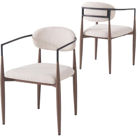 Set Di 2 Poltroncine Gagnef In Similpelle Marrone E Rattan, Gambe In Metallo Nero, Seduta Imbottita - 2