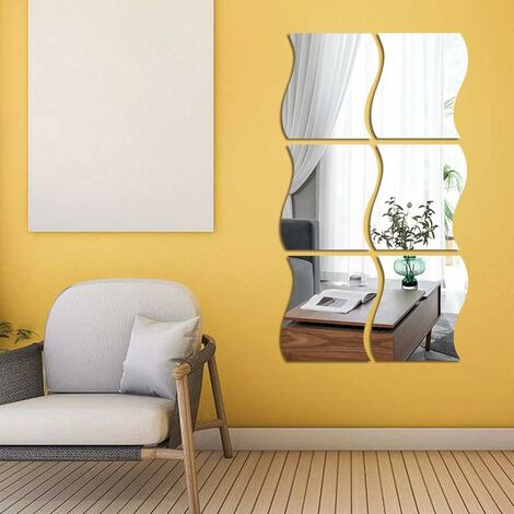 MINKUROW Confezione Da 6 Adesivi Murali In Plastica Ondulata 3d Home Decor Soggiorno Camera Da Letto Divano Tv Wall Decor (1/5)