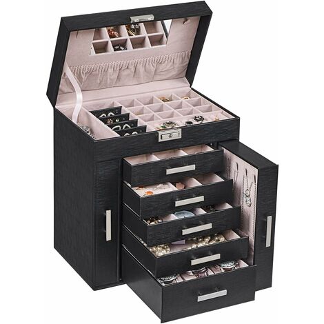 MINKUROW Portagioielli Portagioielli Da Donna 6 Ripiani E 2 Cassetti Per Collane Portagioielli E Organizer Portaoggetti Grande Per Gioielli Collane Anelli Orecchini Orologi (1/5)