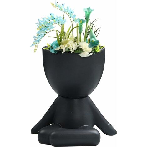 MINKUROW Vaso Da Esterno In Resina Umanoide Vaso Di Fiori Fiori Secchi Decorazione Del Giardino Vaso Vintage Scultura Viso Vaso Da Fiori Ufficio Home Decor Regalo Fiori Vaso Creativo (B) (1/4)