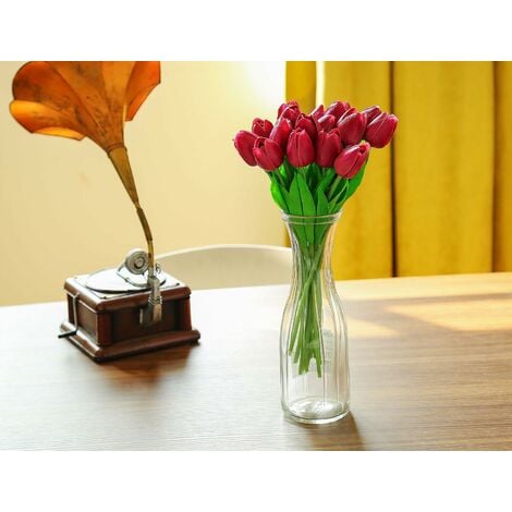 MINKUROW 10 Splendido Bouquet Di Tulipani In Pu Artificiale Realistico Con  Stelo Viola