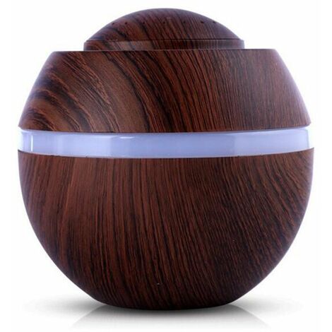 MINKUROW 500ml Mini Umidificatore Diffusore Ultrasuoni Legno Grana Oli Aromaterapia Umidificatore Lampada Di Fragranza A Led Con 7 Colori Spa Gratuita Per Yoga Camera Da Letto Ufficio (A) (1/5)
