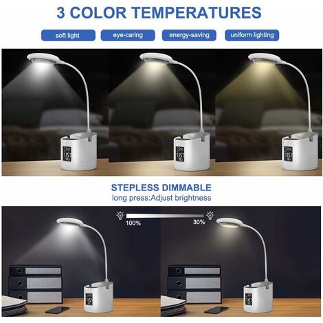 MINKUROW Usb Ricaricabile Lampada Da Tavolo Led Wireless, Touch Dimmerabile  3 Modalità Colori, Lampada Da Tavolo
