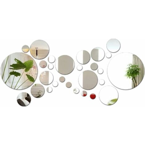 MINKUROW 28pcs Adesivi Da Parete A Specchio Rotondo Decorativo Cerchio Specchio Adesivo 3d Acrilico Rimovibile Decorazione Da Parete Per Soggiorno Camera Da Letto Decorazione Interna Di Casa (Dia: 2-1 (1/5)