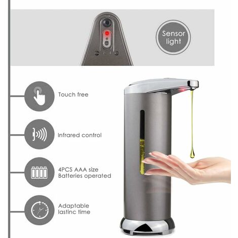Dispenser automatico di sapone Touchless, 350ml a batteria con sensore a  infrarossi con Volume di sapone
