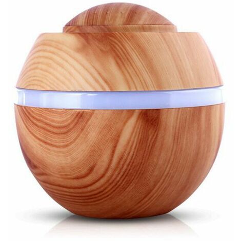 MINKUROW 500ml Mini Umidificatore Diffusore Ultrasuoni Legno Grana Oli Aromaterapia Umidificatore Lampada Di Fragranza A Led Con 7 Colori Spa Gratuita Per Yoga Camera Da Letto Ufficio (B) (1/4)