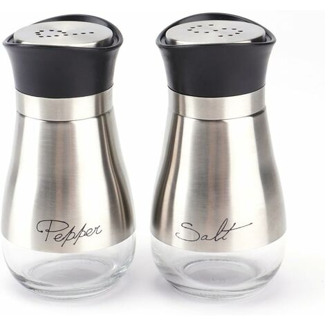 MINKUROW Set Di Sale E Pepe Da 4 Once, Elegante Acciaio Inossidabile Con Fondo In Vetro, Set Di 2 (1/3)