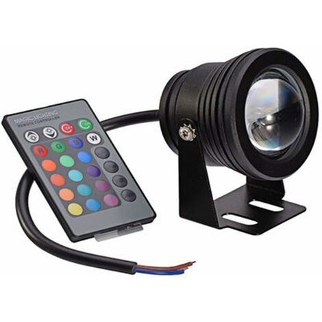 Sorgente piscina Lampada a LED Telecomando Luce subacquea Cambiamento di colore Luci per laghetto dell'acquario (Guscio nero RGB) 10 W [Classe energetica A], SOEKAVIA (1/5)