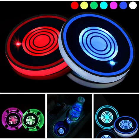 MINKUROW 2 Pezzi Led Portabicchieri Luci Led Sottobicchieri Per Auto 7 Colori Luminosi Tappetino Per Tazza Ricarica Usb Tappetini Per Bevande Sottobicchieri Accessori Decorazione D'interni Luce D'atmo (1/5)