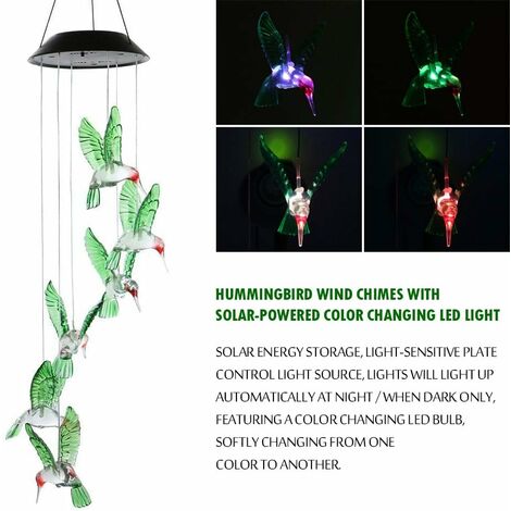 Campanelli Eolici Solari Con Luci LED Colorate - Decorazione Da Esterno E Interno A Forma Di Farfalla Trasparente - Foto 9