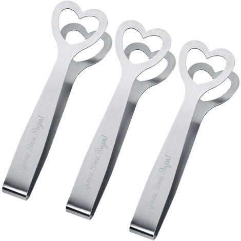 MINKUROW 3 X Pinze Per Zucchero In Acciaio Inox Bomboniere Insalata Di Zucchero Pinze Per Servire Pane, Argento (1/5)
