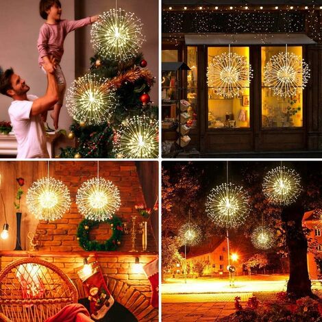 MINKUROW 4 Pezzi Luci Della Stringa Di Fuochi D'artificio Luci Starburst  120 Led Fuochi D