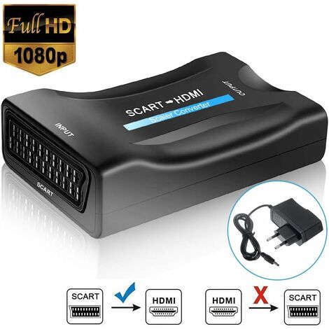 MINKUROW Convertitore Da Scart A Hdmi, Convertitore Da Scart A Hdmi 1080p/720p Compatibile Con Hdtv Stb Vhs Xbox Ps3 Sky Dvd Blu-Ray (1/5)
