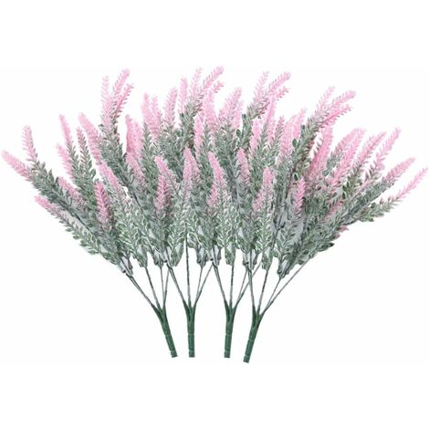 MINKUROW 4 Mazzi Di Fiori Artificiali Floccati Fiori Artificiali Piante Di Lavanda Fiori Artificiali Decorazione In Vaso (Rosa) (1/5)