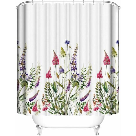MINKUROW Tende Da Doccia Per Bagno, Tende Da Doccia Impermeabili A Prova Di Muffa Con Set Di 12 Ganci, 72'' X 72'' Bianco/Lavanda (1/5)