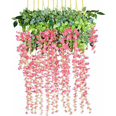 MINKUROW Fiori Artificiali, Glicine Artificiale, Decorazione Per La Casa, Ogni Filo È Lungo 110 Cm, Seta (Rosa) (1/5)