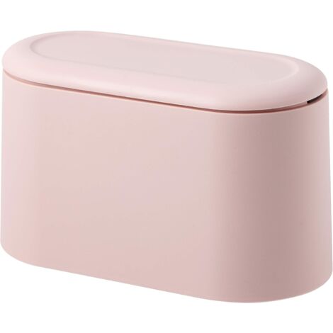 MINKUROW Mini Cestino Da Appoggio Bidone Della Spazzatura Coperchio Del Contenitore Porta Trucco Vanity Bagno Cucina Auto Ufficio Scrivania (Rosa Chiaro) (1/5)