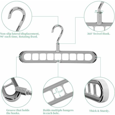 MINKUROW Appendiabiti, Organizer Per Appendiabiti, Multifunzionale  Resistente All'usura Antiscivolo Girevole A 360° Gancio Organizzatore