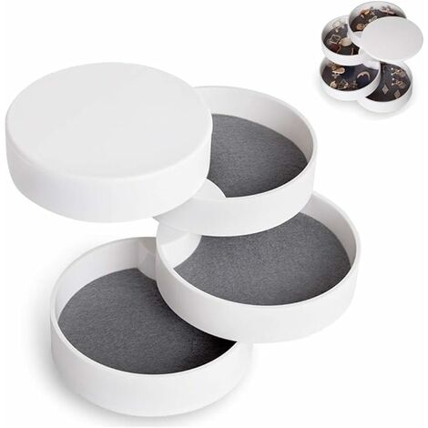 MINKUROW Portagioie, Portagioielli Portagioielli Vassoi Portagioielli Da Donna Portagioie Girevole A 4 Livelli Per Anelli Collana Orecchini Regalo Di Compleanno Ragazze Donne Bianco (1/5)